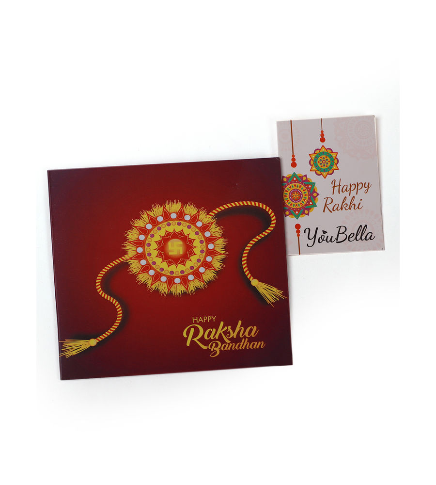 YouBella Rakhi and Greeting Card Combo for Brother (Multi-Colour) (YBRK_76)